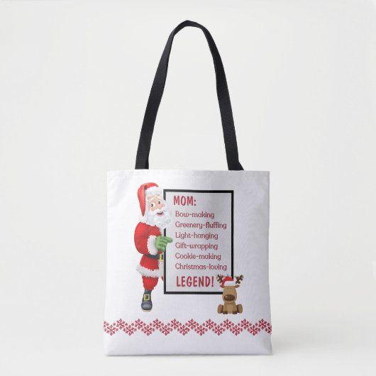 Gepersonaliseerde Santa Rendier Kerstmis Tote Bag (Voorkant)