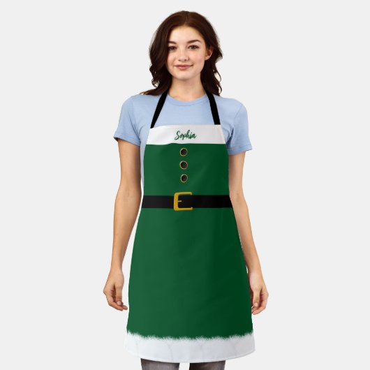 Gepersonaliseerde Santa Schort-Christmas-Emerald G Schort (Gedragen)