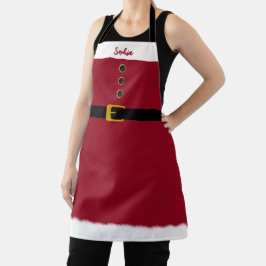 Gepersonaliseerde Santa Schort-Christmas-Red- Schort