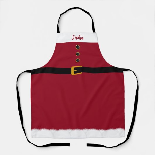 Gepersonaliseerde Santa Schort-Christmas-Red- Schort (Voorkant)