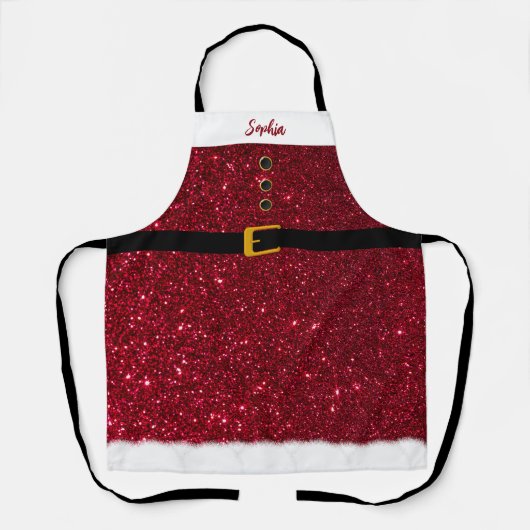 Gepersonaliseerde Santa Schort-Christmas-Ruby Red- Schort (Voorkant)