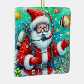 Gepersonaliseerde Santa Scuba Diving Kerstmis Keramisch Ornament (Rechts)