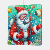 Gepersonaliseerde Santa Scuba Diving Kerstmis Keramisch Ornament (Links)