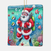 Gepersonaliseerde Santa Scuba Diving Kerstmis Keramisch Ornament (Links)