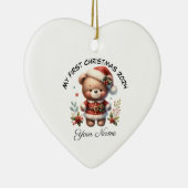 Gepersonaliseerde Santa Teddy Bear Eerste Kerstmis Keramisch Ornament (Rechts)