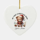 Gepersonaliseerde Santa Teddy Bear Eerste Kerstmis Keramisch Ornament (Achterkant)