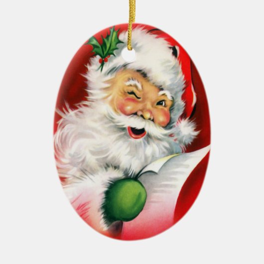 Gepersonaliseerde Santa Winking Kerstmis Ornament (Voorkant)