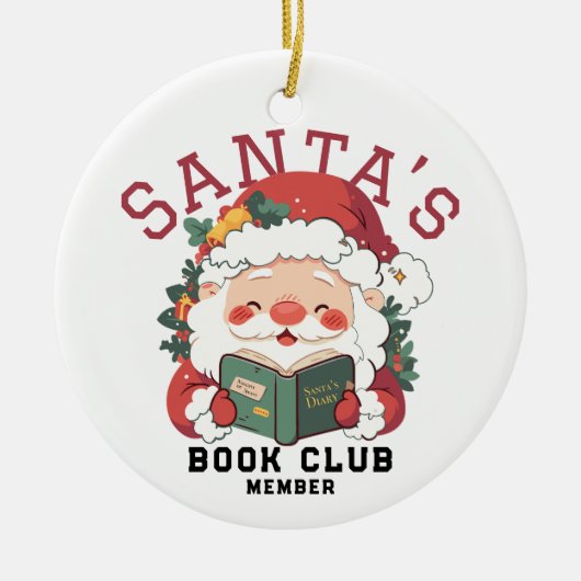 Gepersonaliseerde Santa's Book Club Ornament (Voorkant)
