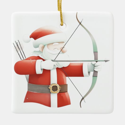 Gepersonaliseerde Santa's favoriete boogschutter Keramisch Ornament (Voorkant)