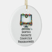 Gepersonaliseerde Santa's favoriete computerprogra Keramisch Ornament (Rechts)