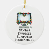 Gepersonaliseerde Santa's favoriete computerprogra Keramisch Ornament (Voorkant)