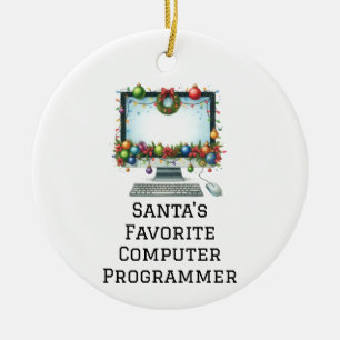 Gepersonaliseerde Santa's favoriete computerprogra Keramisch Ornament