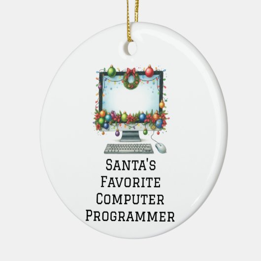 Gepersonaliseerde Santa's favoriete computerprogra Keramisch Ornament (Links)