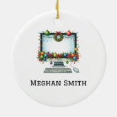 Gepersonaliseerde Santa's favoriete computerprogra Keramisch Ornament (Achterkant)