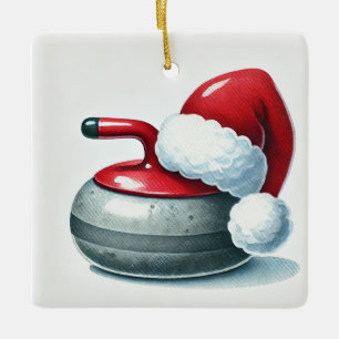 Gepersonaliseerde Santa's Favoriete Curler Keramisch Ornament