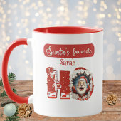Gepersonaliseerde Santa's Favoriete HO Rood & Wit  Mok