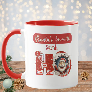 Gepersonaliseerde Santa's Favoriete HO Rood & Wit Mok