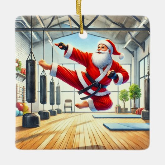 Gepersonaliseerde Santa's Favoriete Karateka Keramisch Ornament (Voorkant)