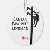 Gepersonaliseerde Santa's Favoriete Lineman Keramisch Ornament (Links)