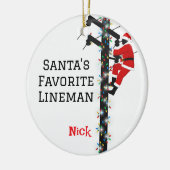 Gepersonaliseerde Santa's Favoriete Lineman Keramisch Ornament (Links)