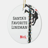 Gepersonaliseerde Santa's Favoriete Lineman Keramisch Ornament (Links)
