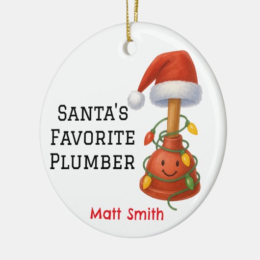 Gepersonaliseerde Santa's favoriete loodgieter Keramisch Ornament (Links)