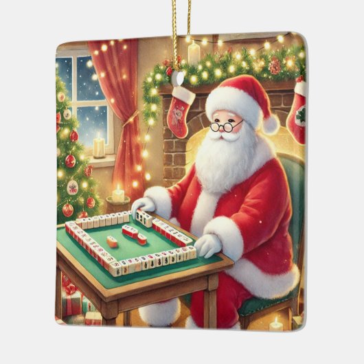 Gepersonaliseerde Santa's Favoriete Mahjong Speler Keramisch Ornament (Links)