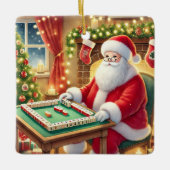 Gepersonaliseerde Santa's Favoriete Mahjong Speler Keramisch Ornament (Voorkant)