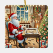 Gepersonaliseerde Santa's Favoriete Mahjong Speler Keramisch Ornament (Voorkant)
