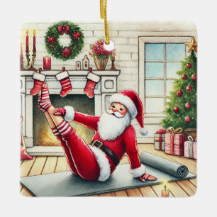 Gepersonaliseerde Santa's favoriete Pilates-instru Keramisch Ornament