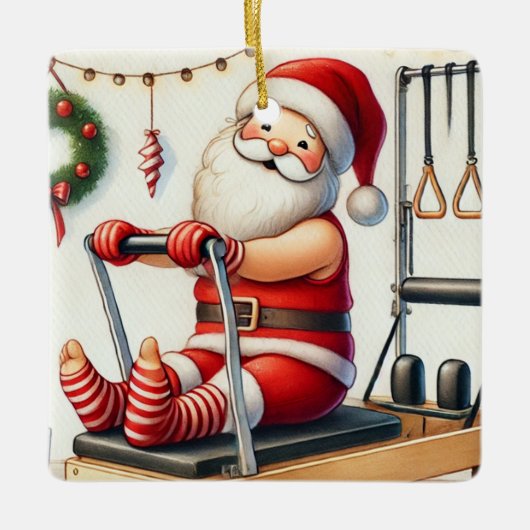 Gepersonaliseerde Santa's Favoriete Pilates Studen Keramisch Ornament (Voorkant)