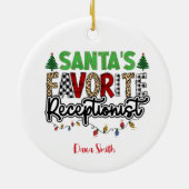 Gepersonaliseerde Santa's favoriete receptioniste Keramisch Ornament (Achterkant)