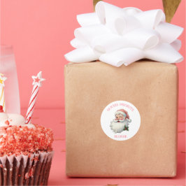 Gepersonaliseerde  Santa's Favoriete Roze Xmas Ronde Sticker
