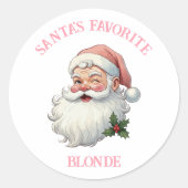 Gepersonaliseerde  Santa's Favoriete Roze Xmas Ronde Sticker (Voorkant)