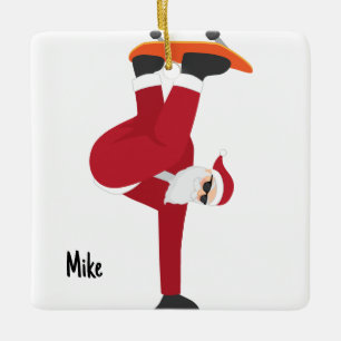 Gepersonaliseerde Santa's favoriete skateboarder Keramisch Ornament