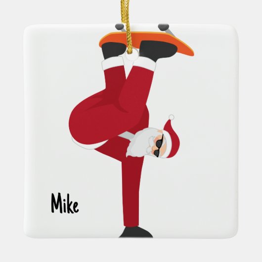 Gepersonaliseerde Santa's favoriete skateboarder Keramisch Ornament (Voorkant)