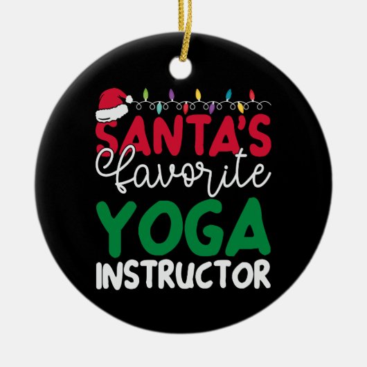 Gepersonaliseerde Santa's favoriete Yoga Instructe Keramisch Ornament (Voorkant)