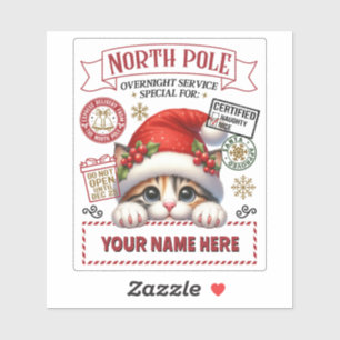 Gepersonaliseerde Santa's Gift Sticker met leuke K