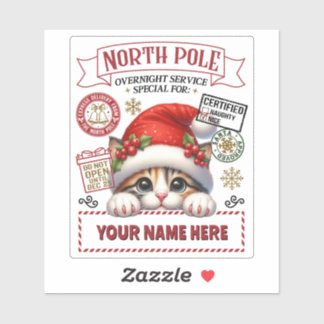 Gepersonaliseerde Santa's Gift Sticker met leuke K