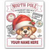 Gepersonaliseerde Santa's Gift Sticker met leuke p (Voorkant)