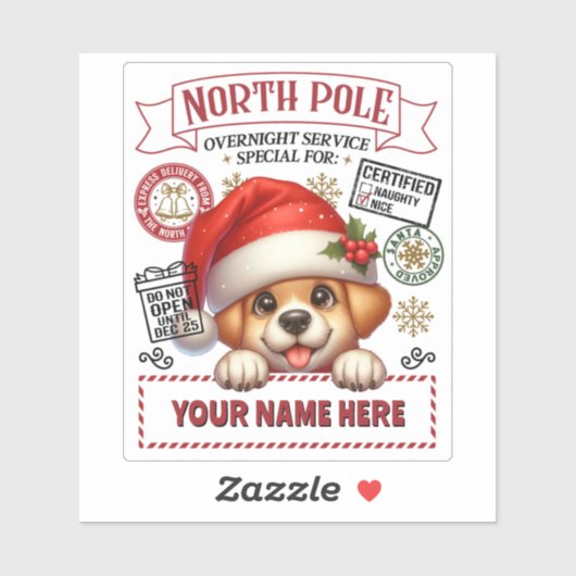 Gepersonaliseerde Santa's Gift Sticker met leuke p (Vel)