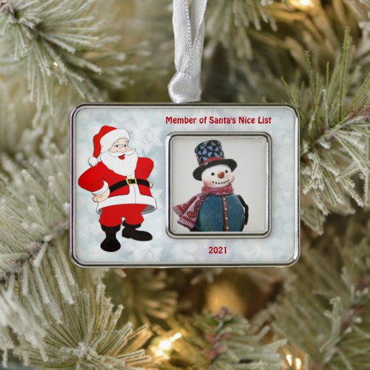 Gepersonaliseerde Santa's Nice List Foto Ornament (Boom)