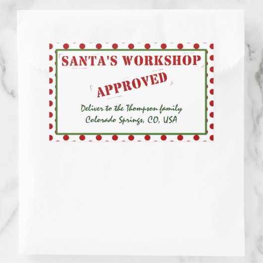 Gepersonaliseerde Santa's Workshop goedgekeurd & g Rechthoekige Sticker (Tas)