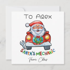Gepersonaliseerde Sant's Mechanic Christmas Kaart