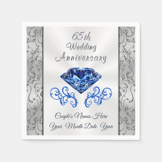Gepersonaliseerde Sapphire bruiloft Jubileum serve Servet (Voorkant)