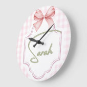 Gepersonaliseerde Sarah Baby Girl Nursery Bow & Gi Grote Klok (Hoek)