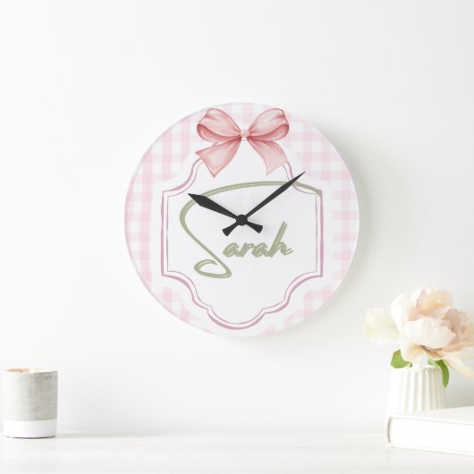 Gepersonaliseerde Sarah Baby Girl Nursery Bow & Gi Grote Klok (Huis)