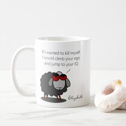 Gepersonaliseerde sarcasme Funny IQ Humor Witty Jo Koffiemok (Met donut)