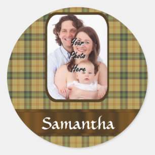 Gepersonaliseerde Saskatchewan tartan plaid Ronde Sticker