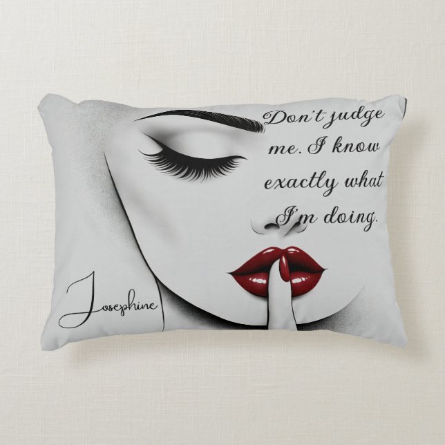 Gepersonaliseerde Sassy Quote Rode Lippen Beauty G Accent Kussen (Voorkant)
